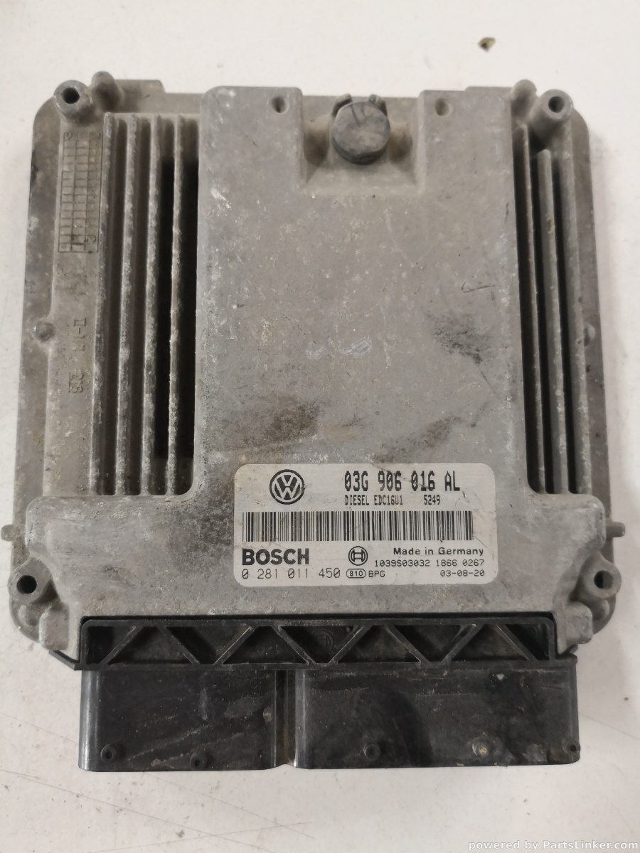 Calculator ECU VOLKSWAGEN TOURAN (1T1, 1T2) [ 2003 - 2010 ] TDI (AZV) 100KW|136HP BOSCH 0281011450 OEM 03v906016al