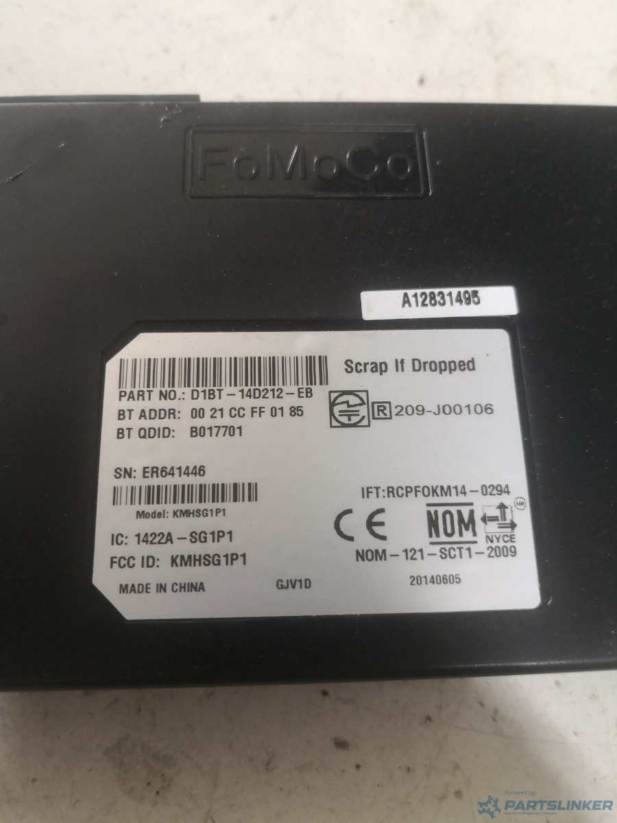 Modul bluetooth FORD FIESTA VI [ 2008 - > ] 1.0 (P4JA, P4JB, P4JC, P4JD) 59KW|80HP OEM D1bt14d212eb – foto 2