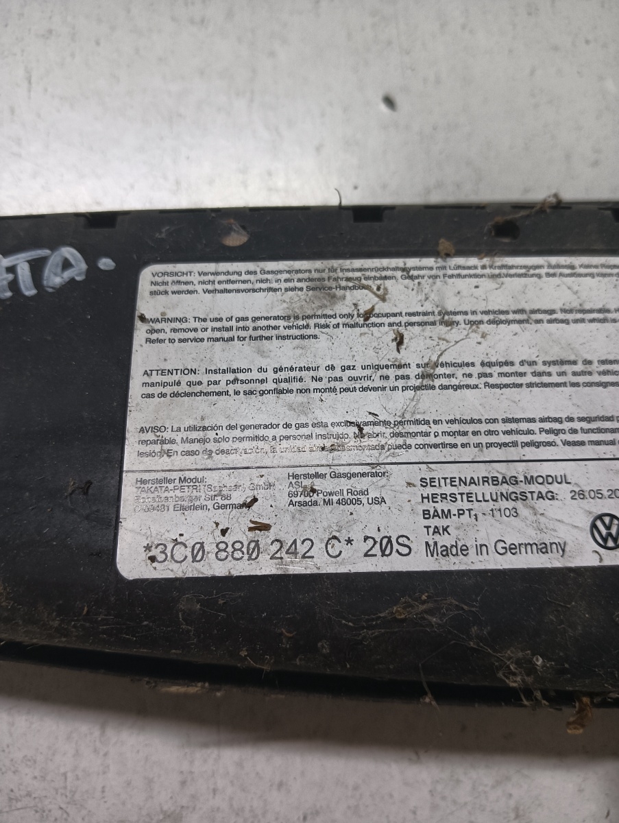 Airbag scaun dreapta fata VOLKSWAGEN PASSAT 3C2 2005 - 2010 3c0880242c – foto 2