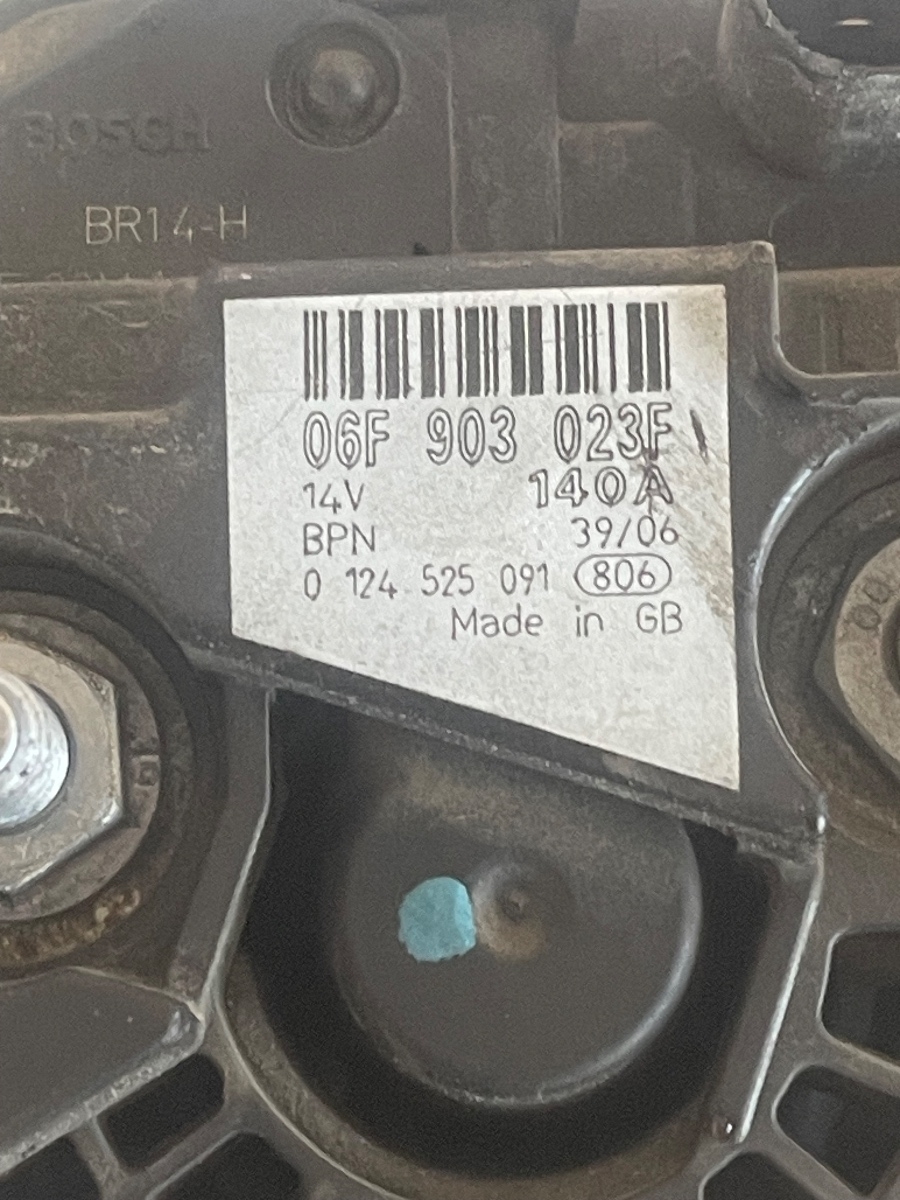 Alternator AUDI A3 II 8P1 2003 - 2013 1.9 TDI BKC, BLS, BXE, VOLKSWAGEN GOLF V 1K1 2003 - 2009 1.9 TDI BKC, BLS, BXE 06F903023F – foto 2