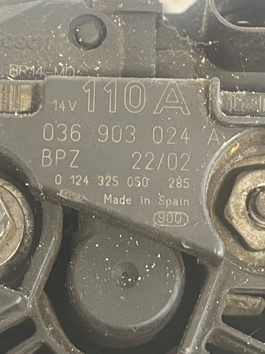 Alternator VOLKSWAGEN GOLF IV 1J1 1997 - 2007 1.6 FSI BAD 036903024A – foto 3
