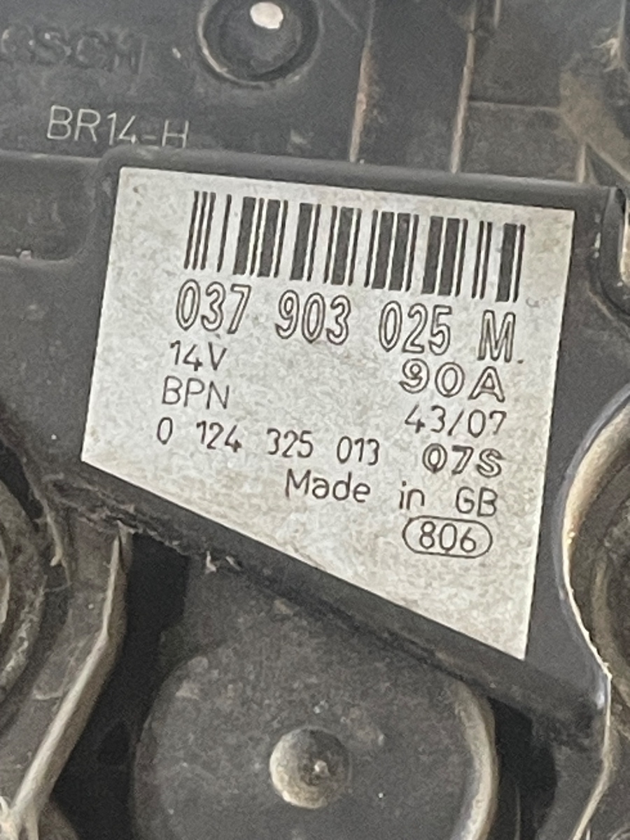 Alternator SKODA FABIA II 542 2006 - 2014 1.4 1.4 BXW, CGGB BOSCH 0124325013 037903025M – foto 2