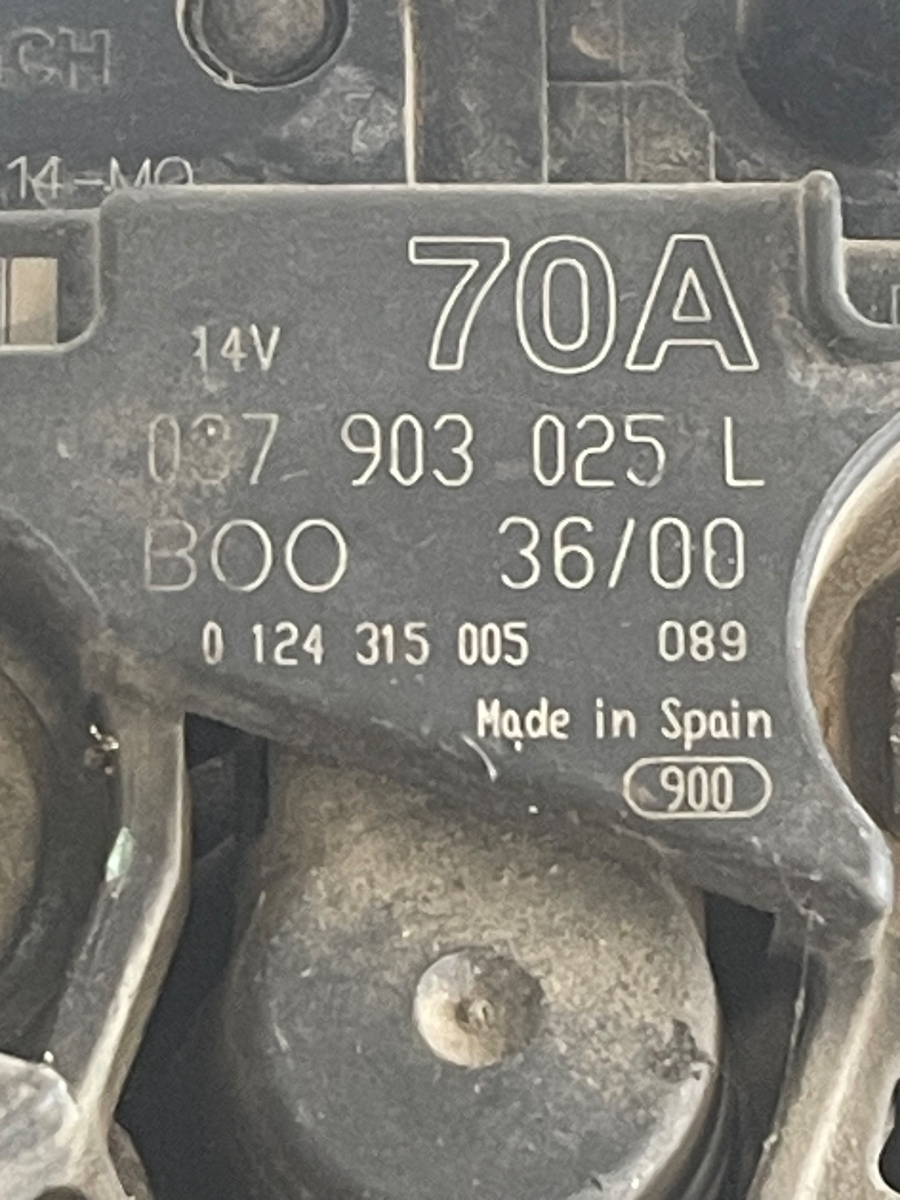 Alternator VOLKSWAGEN LUPO 6X1, 6E1 1998 - 2005 1.4/1.6B  0124315005 037903025L – foto 3