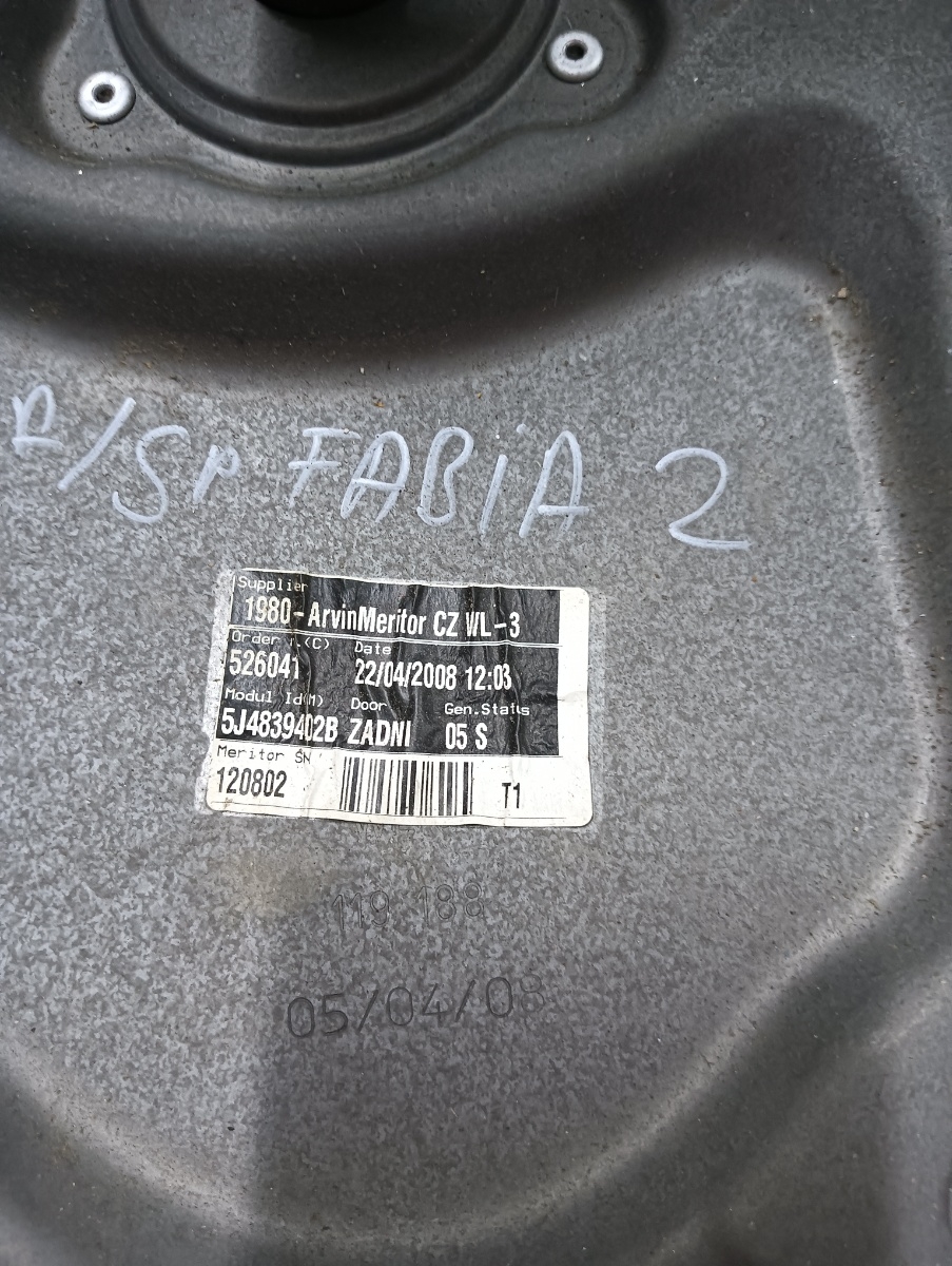 Macara Geam dreapta spate SKODA FABIA II 542 2006 - 2014 – foto 2